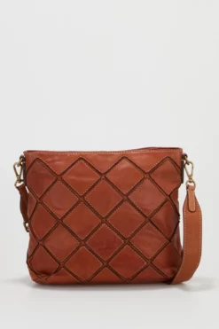 Check Leather Stitch Crossbody Bag